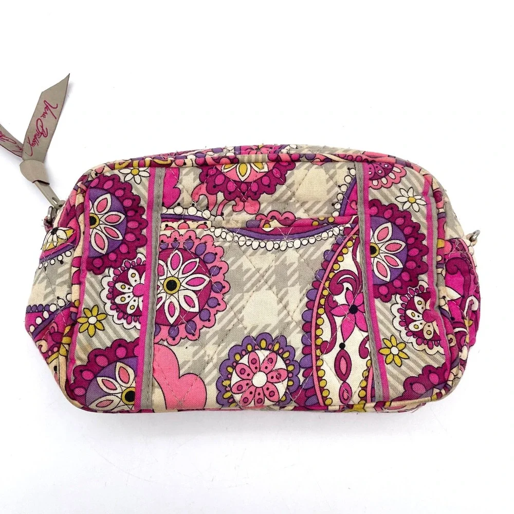Vera Bradley Cosmetic Bag Cotton Women OS Pink Paisley Quilted Good Zip Pouch